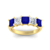 Load image into Gallery viewer, 3-carat-five-stone-princess-sapphire-wedding-band-in-yellow-gold-fdwb8008prgsablangle5-3.00ct-nl-yg.jpg