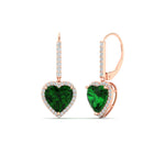 Load image into Gallery viewer, 3-carat-halo-diamond-heart-lever-back-earring-with-emerald-in-rose-gold-FDEAR-11235HTGEMGR-3.00CT-NL-RG.jpg