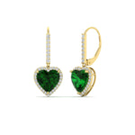 Load image into Gallery viewer, 3-carat-halo-diamond-heart-lever-back-earring-with-emerald-in-yellow-gold-FDEAR-11235HTGEMGR-3.00CT-NL-YG.jpg
