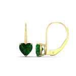 Load image into Gallery viewer, 3-carat-heart-stud-emerald-leverback-Earrings-in-yellow-gold-FDEAR9225HTGEMGR-3.00 CT-NL-YG
