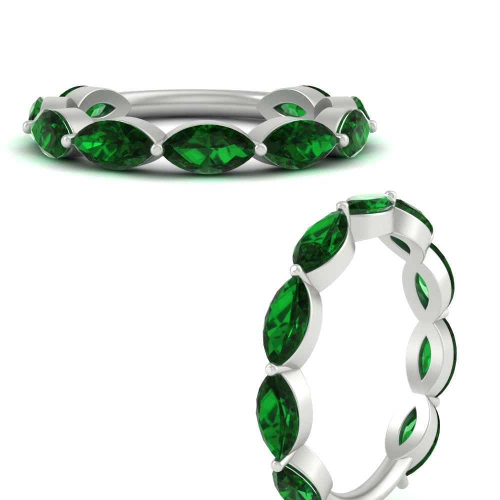 3-carat-marquise-emerald-stacking-wedding-band-in-white-gold-FD8398MQBGEMGRANGLE3-3.00CT-NL-WG