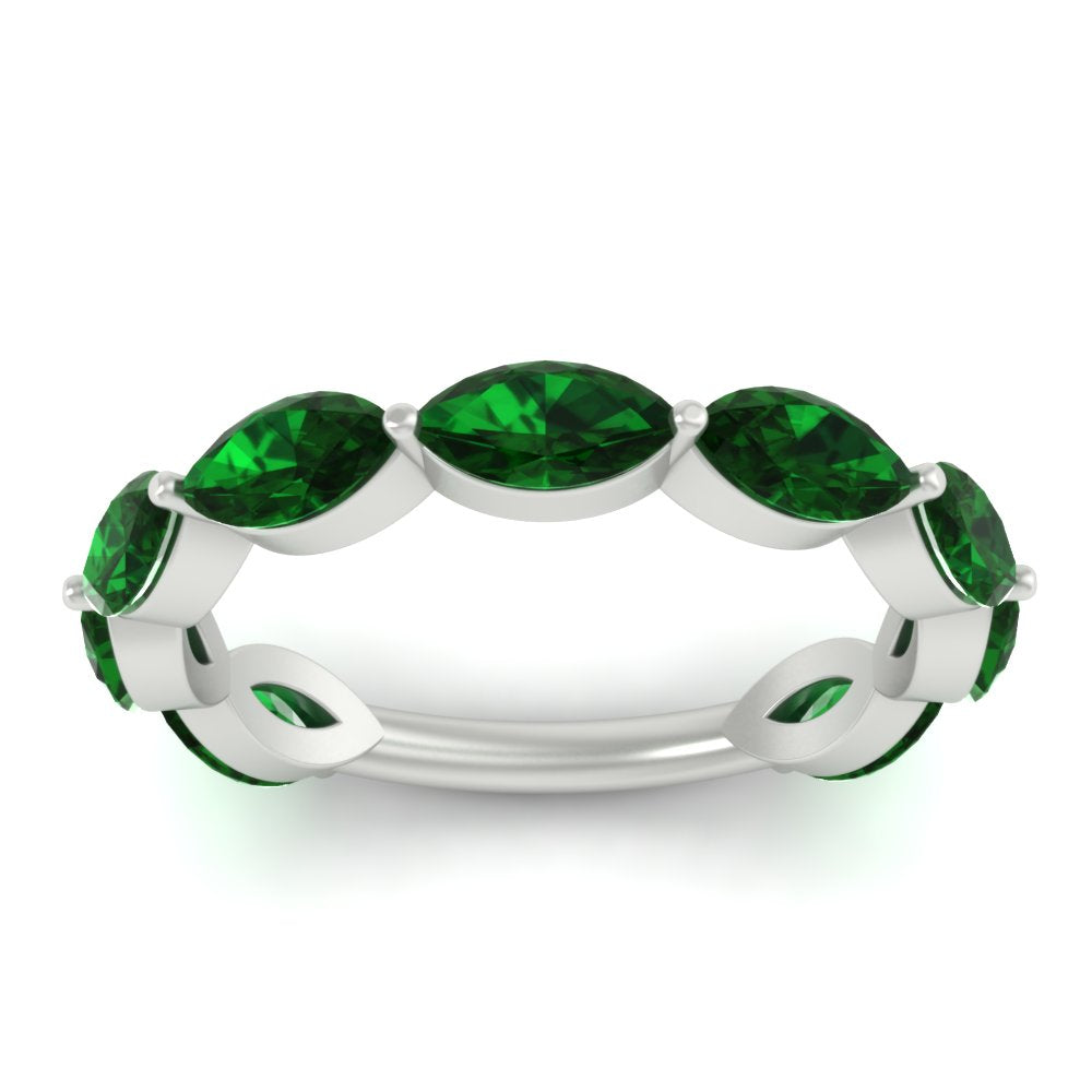 3-carat-marquise-emerald-stacking-wedding-band-in-white-gold-FD8398MQBGEMGRANGLE5-3.00CT-NL-WG