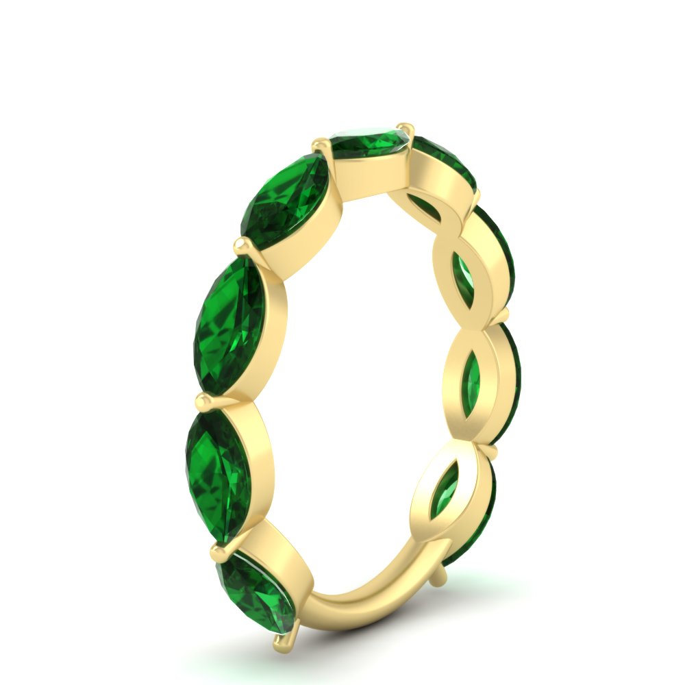 3-carat-marquise-emerald-stacking-wedding-band-in-yellow-gold-FD8398MQBGEMGRANGLE2-3.00CT-NL-YG