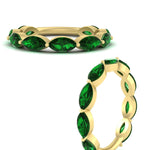 Load image into Gallery viewer, 3-carat-marquise-emerald-stacking-wedding-band-in-yellow-gold-FD8398MQBGEMGRANGLE3-3.00CT-NL-YG