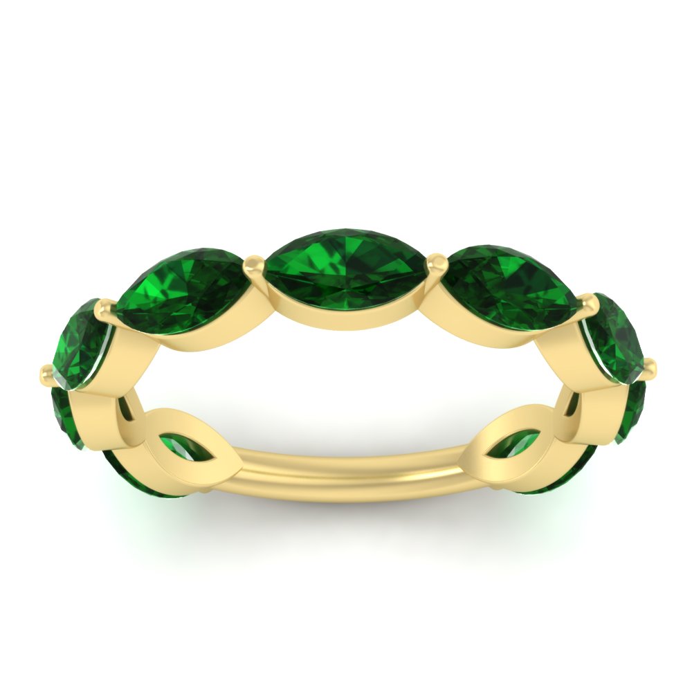 3-carat-marquise-emerald-stacking-wedding-band-in-yellow-gold-FD8398MQBGEMGRANGLE5-3.00CT-NL-YG