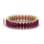 Load image into Gallery viewer, 3-carat-marquise-pink-sapphire-eternity-wedding-band-in-yellow-gold-FDEWB11257MQBGSADRPI-3.00CT-NL-YG