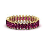 Load image into Gallery viewer, 3-carat-marquise-pink-sapphire-eternity-wedding-band-in-yellow-gold-FDEWB11257MQBGSADRPI-3.00CT-NL-YG