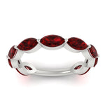 Load image into Gallery viewer, 3-carat-marquise-ruby-stacking-wedding-band-in-white-gold-FD8398MQBGRUDRANGLE3-5.00CT-NL-WG