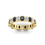 Load image into Gallery viewer, 3-carat-oval-diamond-full-eternity-band-with-black-diamond-in-yellow-gold-fdewb8324ovgblackangle5-4.00x3.00mm-nl-yg