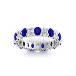 Load image into Gallery viewer, 3-carat-oval-diamond-full-eternity-band-with-blue-saphhire-in-white-gold-fdewb8324ovgsablangle5-4.00x3.00mm-nl-wg