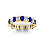 Load image into Gallery viewer, 3-carat-oval-diamond-full-eternity-band-with-blue-saphhire-in-yellow-gold-fdewb8324ovgsablangle5-4.00x3.00mm-nl-yg