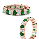 Load image into Gallery viewer, 3-carat-oval-diamond-full-eternity-band-with-emerald-in-rose-gold-fdewb8324ovgemgrangle3-4.00x3.00mm-nl-rg