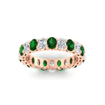 Load image into Gallery viewer, 3-carat-oval-diamond-full-eternity-band-with-emerald-in-rose-gold-fdewb8324ovgemgrangle5-4.00x3.00mm-nl-rg