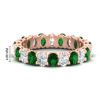 Load image into Gallery viewer, 3-carat-oval-diamond-full-eternity-band-with-emerald-in-rose-gold-fdewb8324ovgemgrsleep-4.00x3.00mm-nl-rg-hw