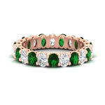 Load image into Gallery viewer, 3-carat-oval-diamond-full-eternity-band-with-emerald-in-rose-gold-fdewb8324ovgemgrsleep-4.00x3.00mm-nl-rg