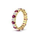 Load image into Gallery viewer, 3-carat-oval-diamond-full-eternity-band-with-pink-saphhire-in-yellow-gold-fdewb8324ovgsadrpiangle2-4.00x3.00mm-nl-yg