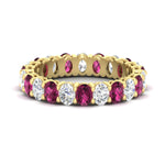 Load image into Gallery viewer, 3-carat-oval-diamond-full-eternity-band-with-pink-saphhire-in-yellow-gold-fdewb8324ovgsadrpisleep-4.00x3.00mm-nl-yg