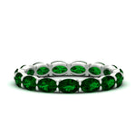 Load image into Gallery viewer, 3-carat-oval-emerald-eternity-ring-in-white-gold-FDEWB8425OVGEMGR-3.00CT-NL-WG