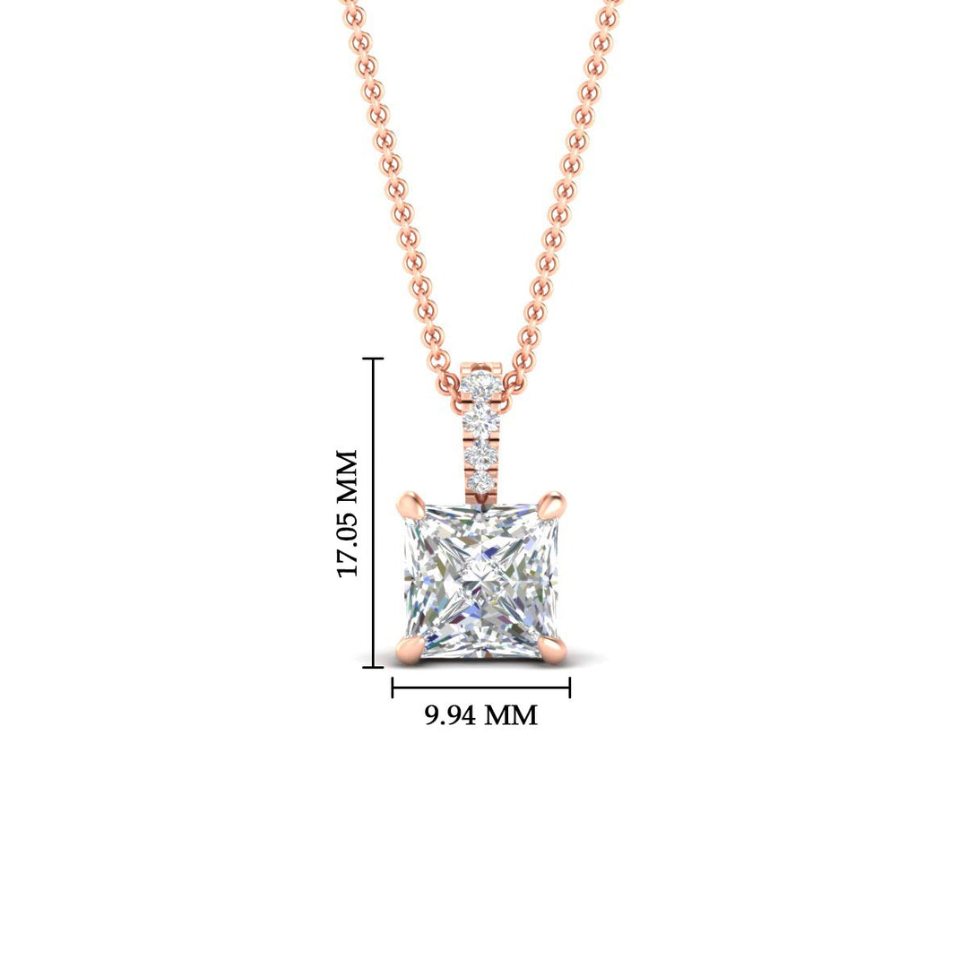 Pavé Bail Princess Cut Diamond Pendant