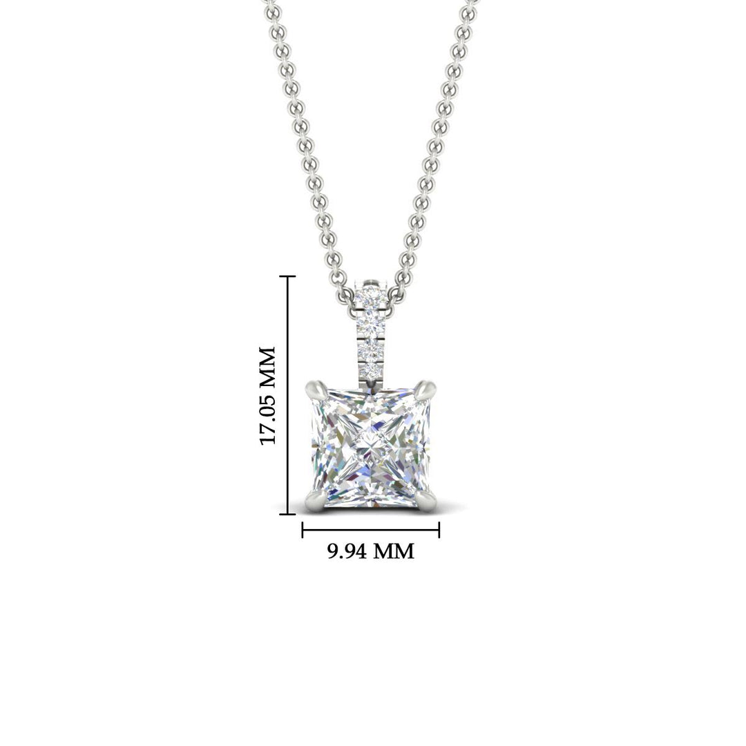 Pavé Bail Princess Cut Diamond Pendant