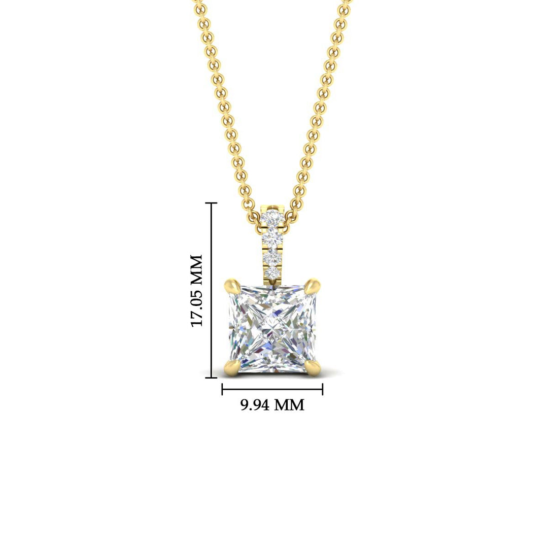 Pavé Bail Princess Cut Diamond Pendant