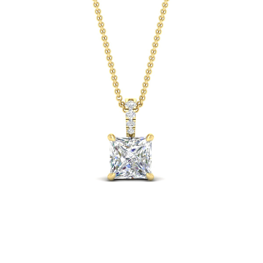 Pavé Bail Princess Cut Diamond Pendant