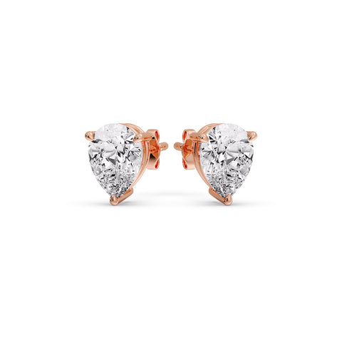 One Carat Diamond Pear Cut 3 Prong Earring