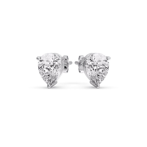 One Carat Diamond Pear Cut 3 Prong Earring