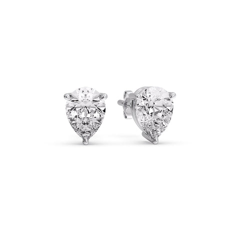 One Carat Diamond Pear Cut 3 Prong Earring