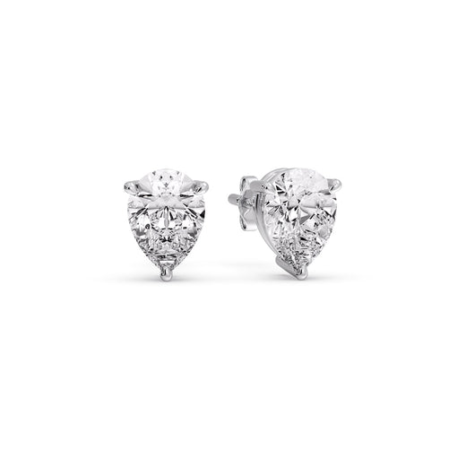 One Carat Diamond Pear Cut 3 Prong Earring