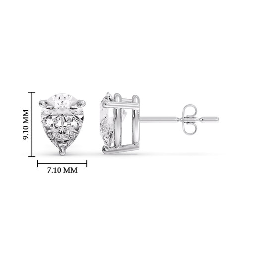 One Carat Diamond Pear Cut 3 Prong Earring