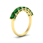 Load image into Gallery viewer, 3-carat-princess-cut-7-stone-emerald-wedding-band-in-yellow-gold-fdwb179prgemgrangle2-3.00ct-nl-yg.jpg