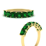 Load image into Gallery viewer, 3-carat-princess-cut-7-stone-emerald-wedding-band-in-yellow-gold-fdwb179prgemgrangle3-3.00ct-nl-yg.jpg