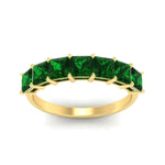 Load image into Gallery viewer, 3-carat-princess-cut-7-stone-emerald-wedding-band-in-yellow-gold-fdwb179prgemgrangle5-3.00ct-nl-yg.jpg
