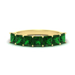 Load image into Gallery viewer, 3-carat-princess-cut-7-stone-emerald-wedding-band-in-yellow-gold-fdwb179prgemgrsleep-3.00ct-nl-yg.jpg