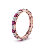 Load image into Gallery viewer, 3-carat-princess-cut-diamond-eternity-ring-with-pink-sapphire-in-rose-gold-FDEWB8675PR-3.0CTGSADRPIANGLE2-NL-RG
