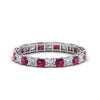 Load image into Gallery viewer, 3-carat-princess-cut-diamond-eternity-ring-with-pink-sapphire-in-white-gold-FDEWB8675PR-3.0CTGSADRPI-NL-WG