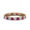 Load image into Gallery viewer, 3-carat-princess-cut-diamond-eternity-ring-with-pink-sapphire-in-yellow-gold-FDEWB8675PR-3.0CTGSADRPI-NL-YG