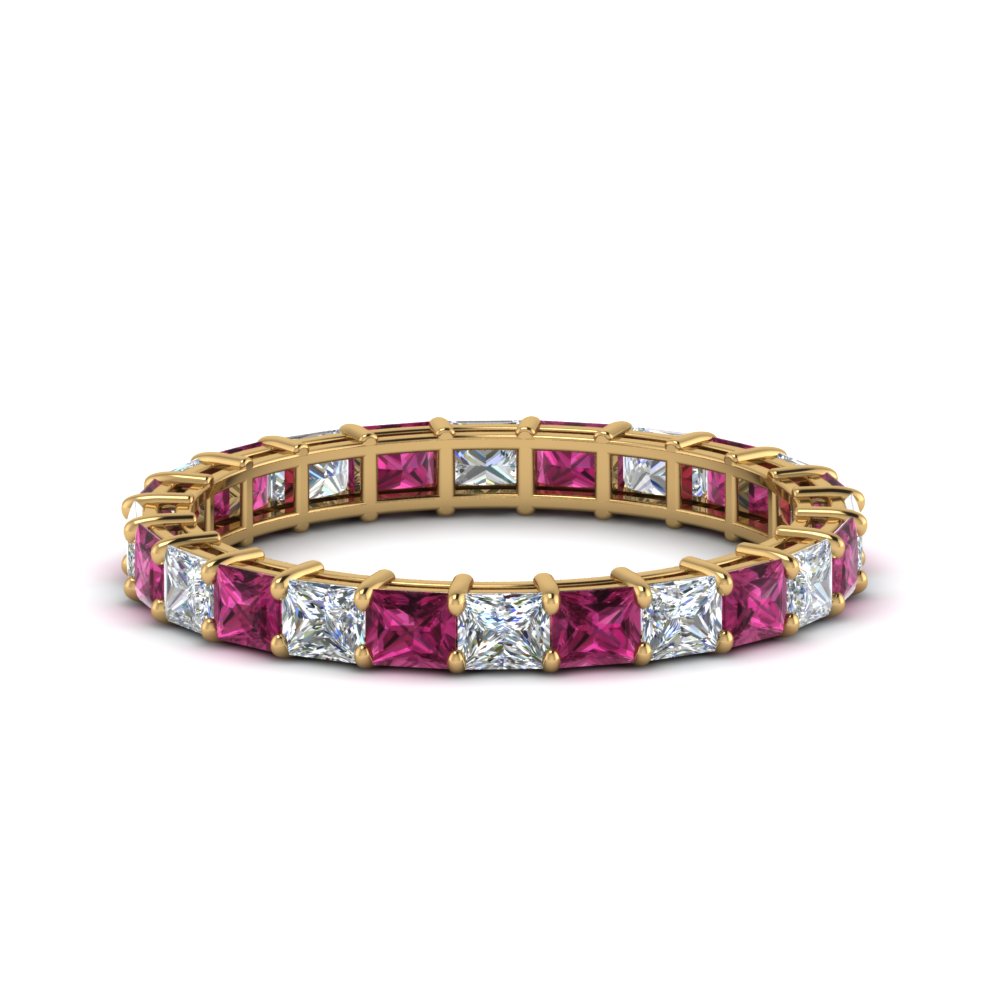 3-carat-princess-cut-diamond-eternity-ring-with-pink-sapphire-in-yellow-gold-FDEWB8675PR-3.0CTGSADRPI-NL-YG