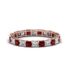 Load image into Gallery viewer, 3-carat-princess-cut-diamond-eternity-ring-with-ruby-in-rose-gold-FDEWB8675PR-3.0CTGRUDR-NL-RG