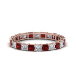 Load image into Gallery viewer, 3-carat-princess-cut-diamond-eternity-ring-with-ruby-in-rose-gold-FDEWB8675PR-3.0CTGRUDR-NL-RG
