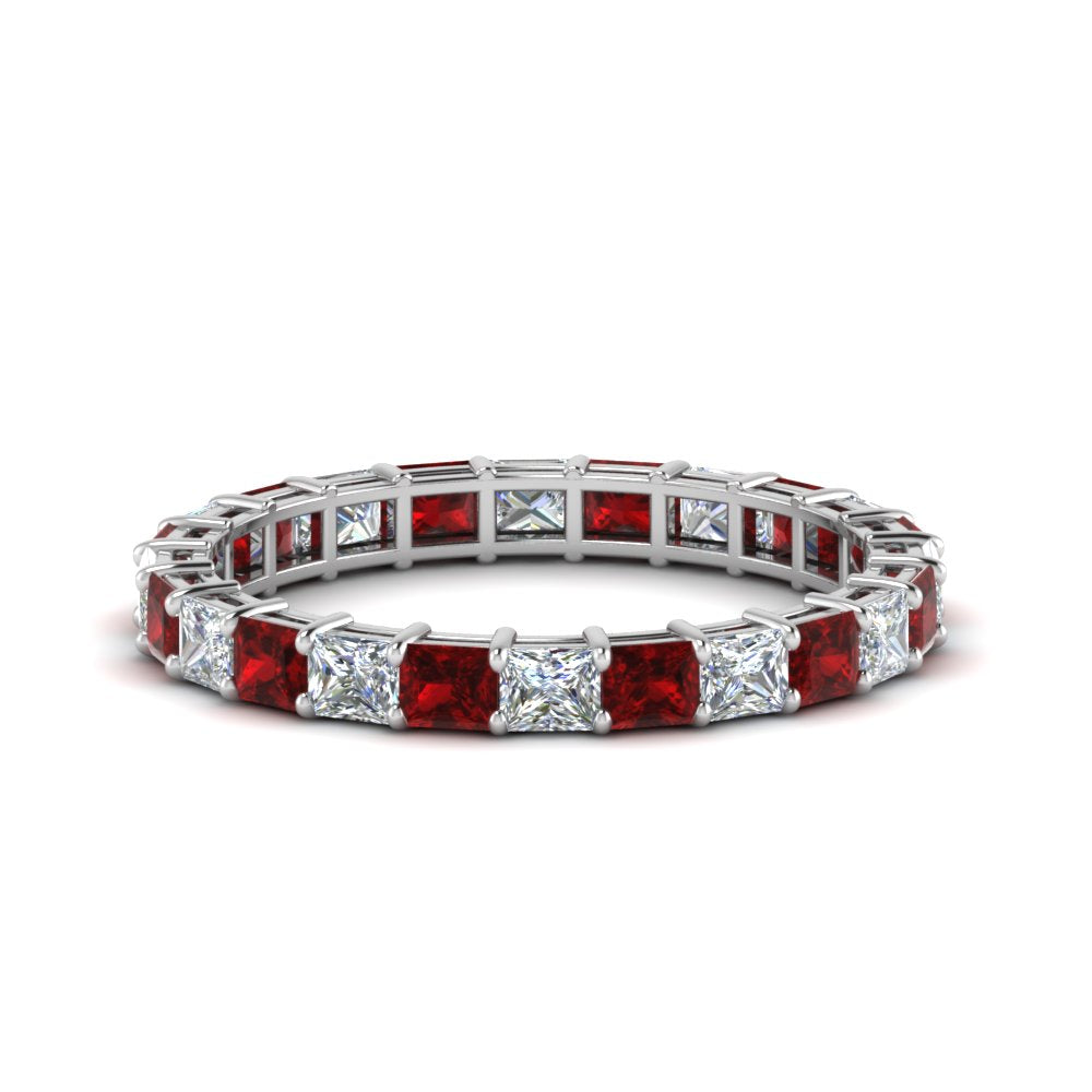 3-carat-princess-cut-diamond-eternity-ring-with-ruby-in-white-gold-FDEWB8675PR-3.0CTGRUDR-NL-WG