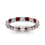 Load image into Gallery viewer, 3-carat-princess-cut-diamond-eternity-ring-with-ruby-in-white-gold-FDEWB8675PR-3.0CTGRUDRANGLE5-NL-WG

