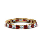 Load image into Gallery viewer, 3-carat-princess-cut-diamond-eternity-ring-with-ruby-in-yellow-gold-FDEWB8675PR-3.0CTGRUDR-NL-YG
