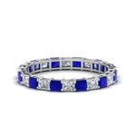 Load image into Gallery viewer, 3-carat-princess-cut-diamond-eternity-ring-with-sapphire-in-white-gold-FDEWB8675PR-3.0CTGSABL-NL-WG

