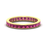Load image into Gallery viewer, 3-carat-princess-cut-women_s-eternity-pink-sapphire-wedding-band-in-yellow-gold-FDEWB160PRBGSADRPI-3.00CT-NL-YG.jpg?v=1766128419