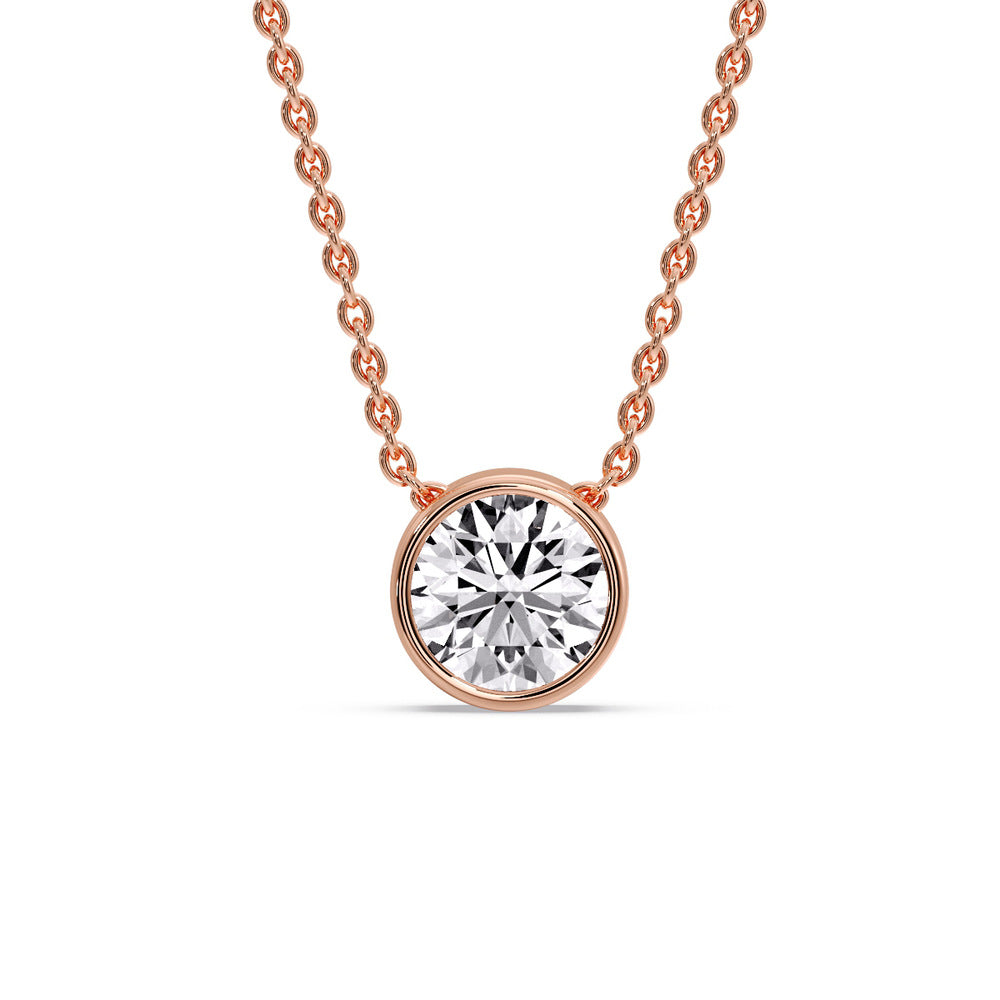 3 Carat Round Bezel Solitaire Diamond Pendant