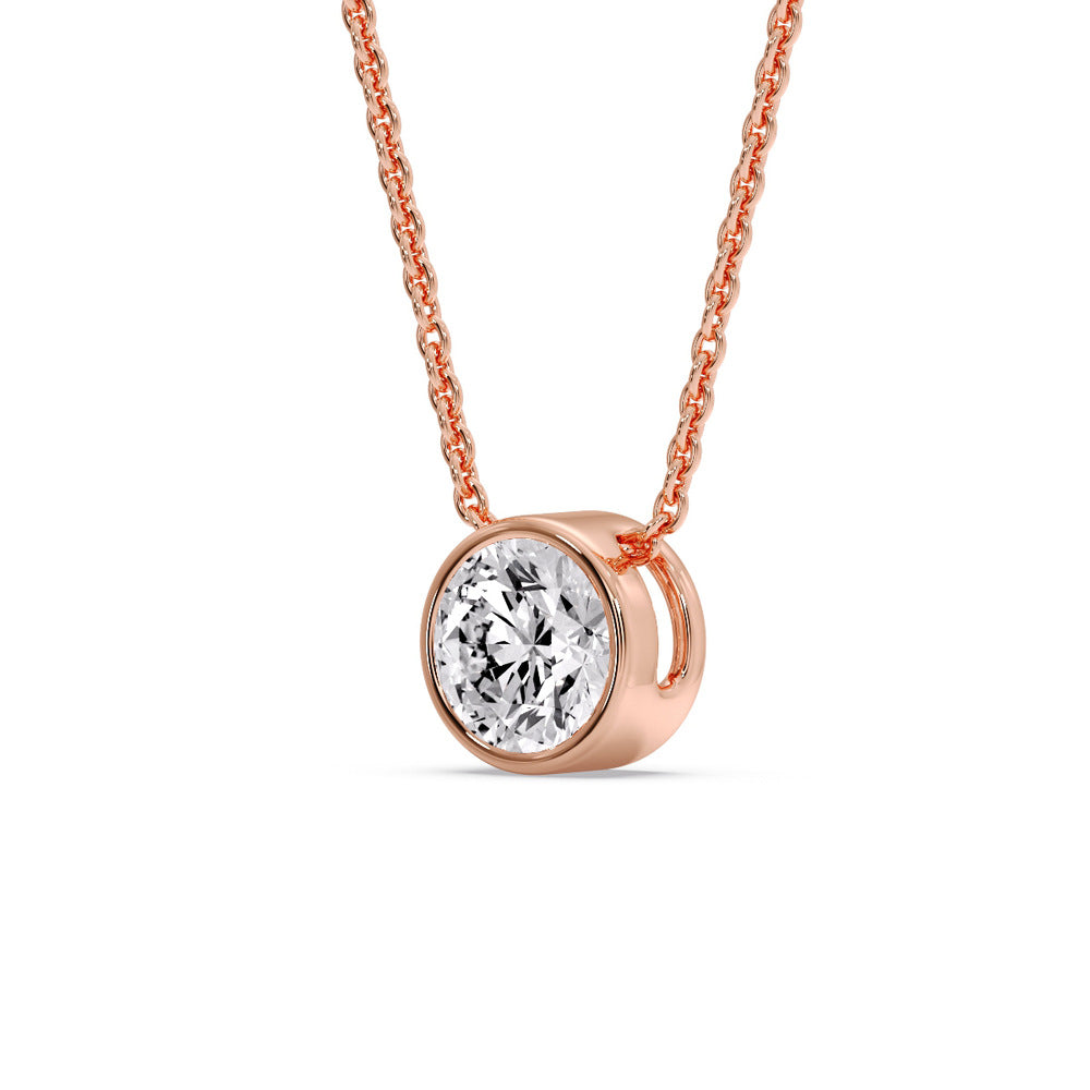 3 Carat Round Bezel Solitaire Diamond Pendant