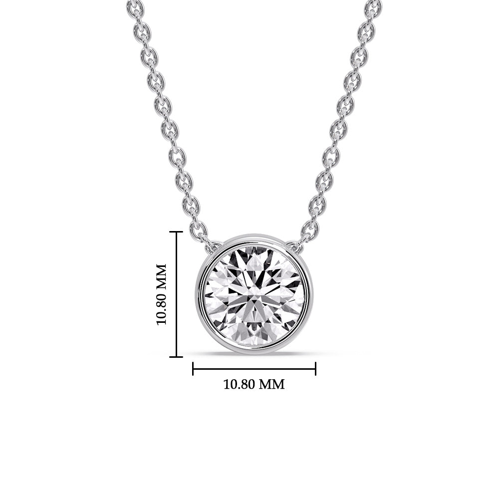 3 Carat Round Bezel Solitaire Diamond Pendant