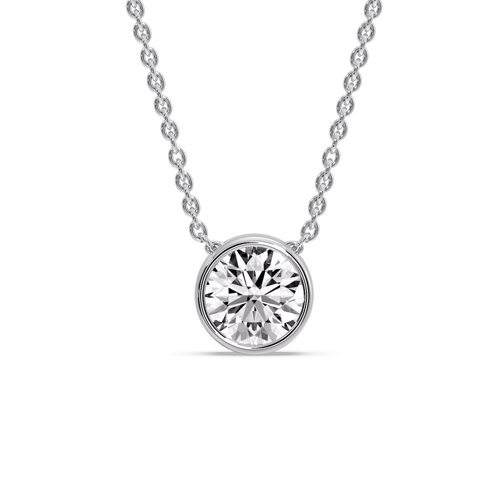 3 Carat Round Bezel Solitaire Diamond Pendant
